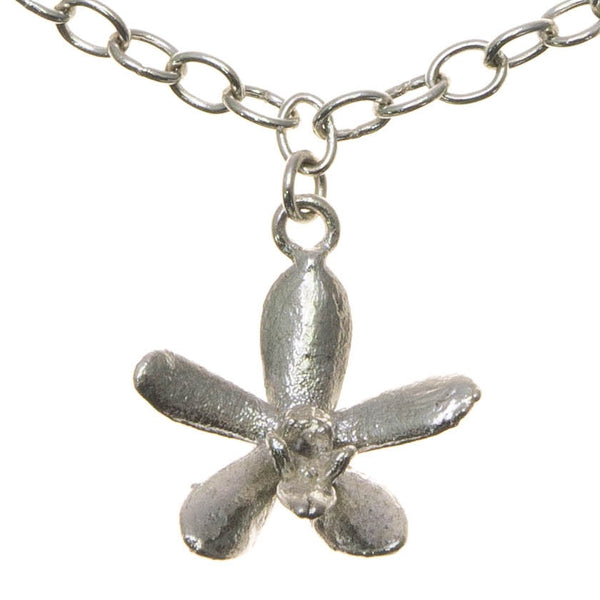 Fine Silver Trichoglottis Orchid Charm Bracelet