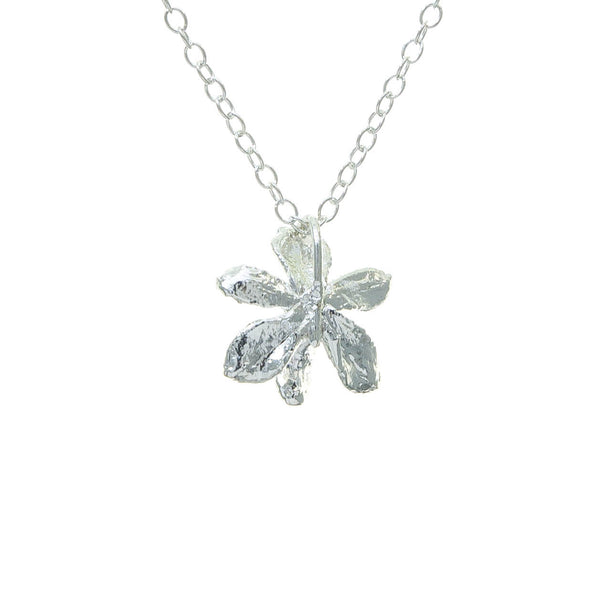 Miniature Silver Orchid Pendant