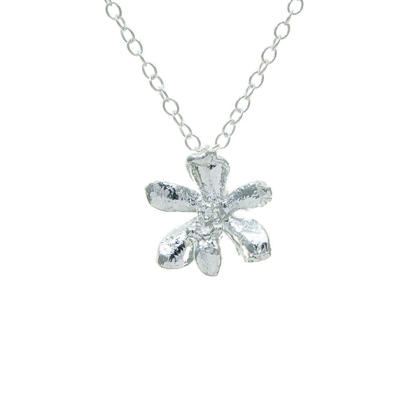 Miniature Silver Orchid Pendant