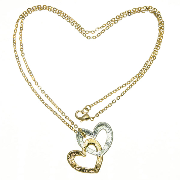 Silver & Gold Double Heart Pendant