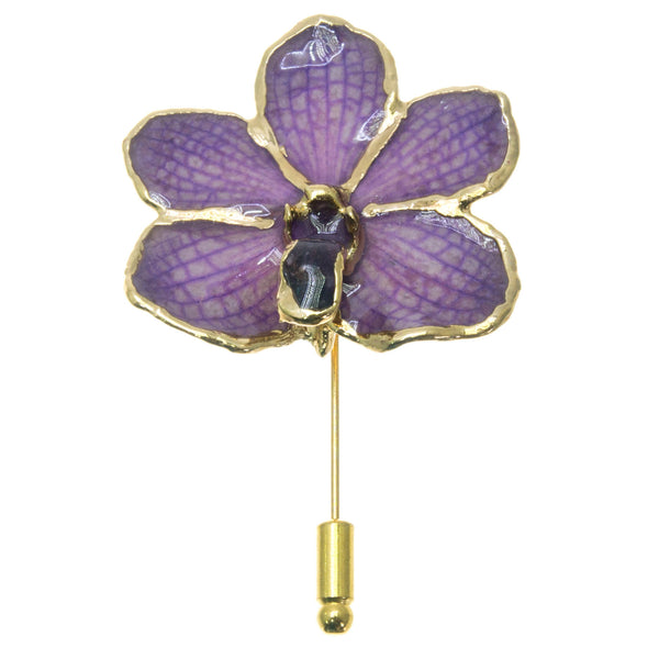Ascocenda Orchid Stickpin Brooch - Gold/Purple