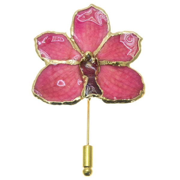 Ascocenda Orchid Stickpin Brooch - Gold/Pink