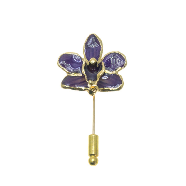 Doritis Orchid Stickpin Brooch - Dark Purple