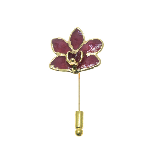 Doritis Orchid Stickpin Brooch - Gold/Red
