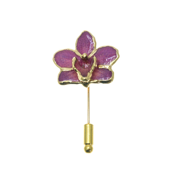 Doritis Orchid Stickpin Brooch - Gold/Light Purple