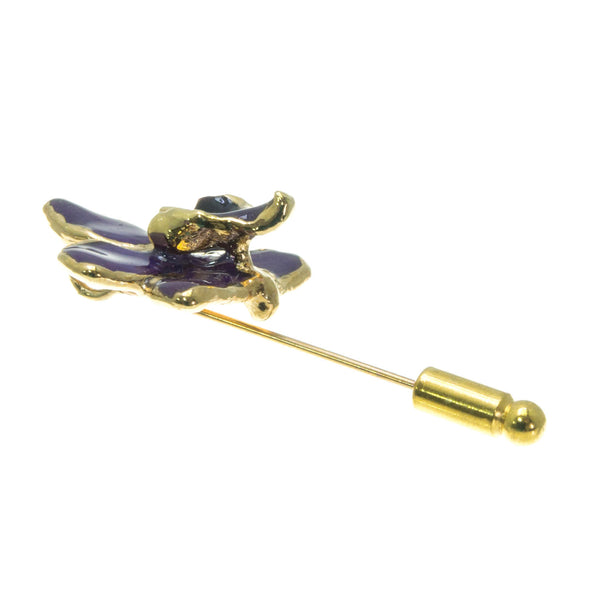 Doritis Orchid Stickpin Brooch - Dark Purple