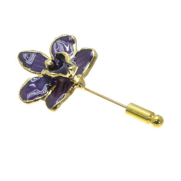 Doritis Orchid Stickpin Brooch - Dark Purple