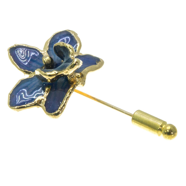 Doritis Orchid Stickpin Brooch - Gold/Dark Blue