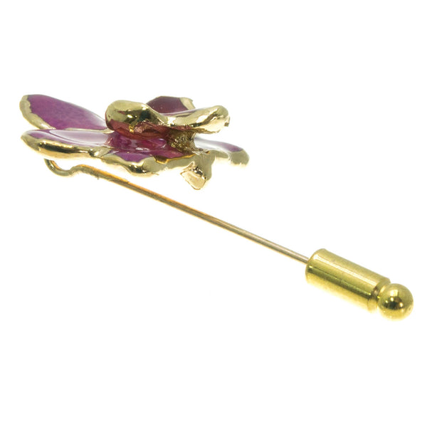 Doritis Orchid Stickpin Brooch - Gold/Light Purple