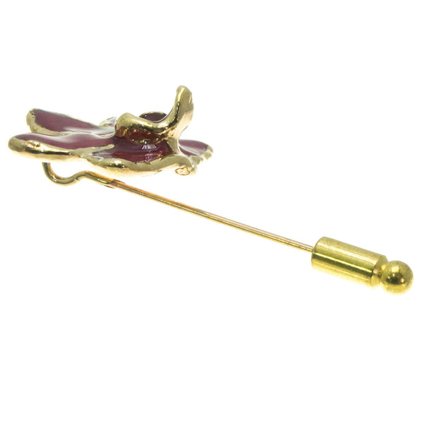 Doritis Orchid Stickpin Brooch - Gold/Red