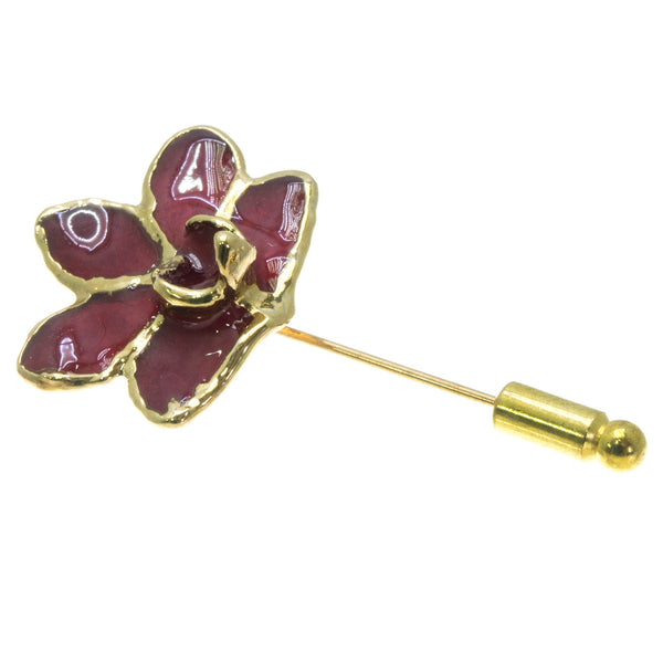 Doritis Orchid Stickpin Brooch - Gold/Red