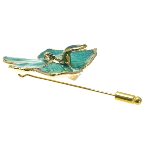 Ascocenda Orchid Stickpin Brooch - Gold/Turquoise