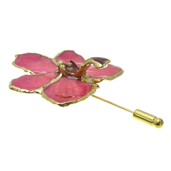 Ascocenda Orchid Stickpin Brooch - Gold/Pink