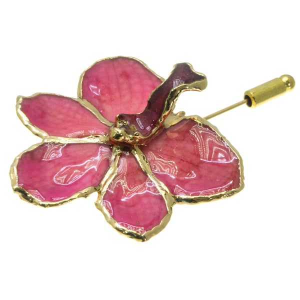 Ascocenda Orchid Stickpin Brooch - Gold/Pink