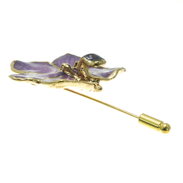 Ascocenda Orchid Stickpin Brooch - Gold/Purple