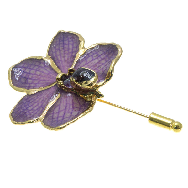 Ascocenda Orchid Stickpin Brooch - Gold/Purple