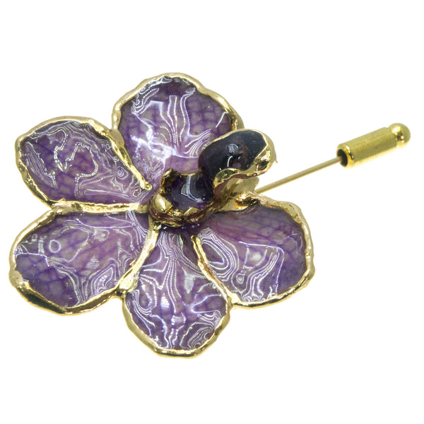 Ascocenda Orchid Stickpin Brooch - Gold/Purple