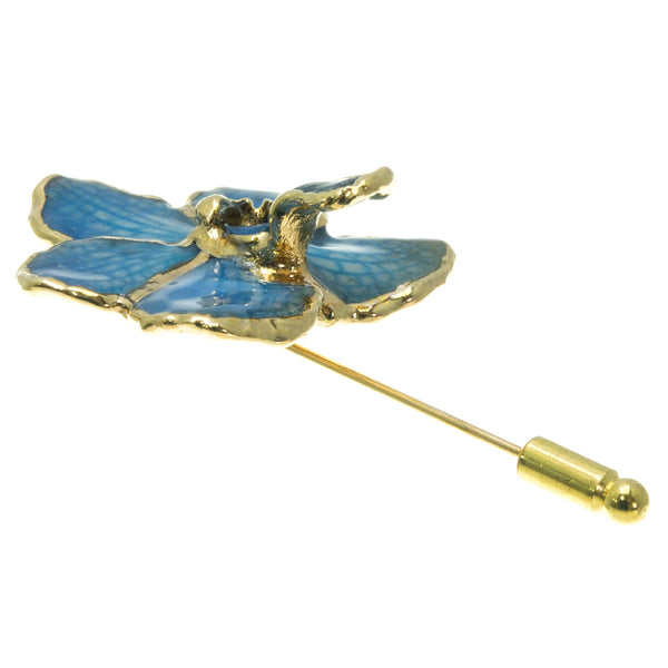 Ascocenda Orchid Stickpin Brooch - Gold/Blue