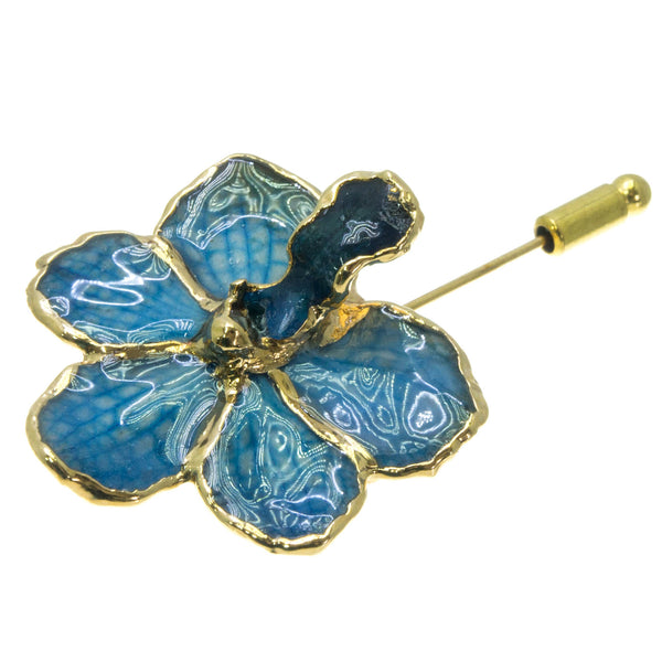 Ascocenda Orchid Stickpin Brooch - Gold/Blue