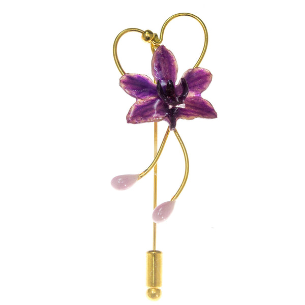 Doritis Orchid Stickpin Brooch - Purple