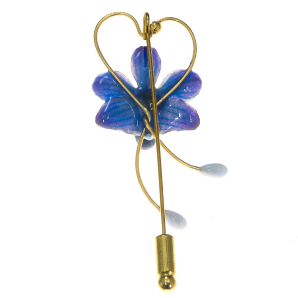 Doritis Orchid Stickpin Brooch - Blue