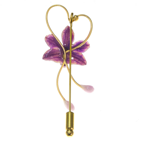 Doritis Orchid Stickpin Brooch - Purple