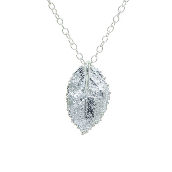 Miniature Silver Rose Leaf Pendant