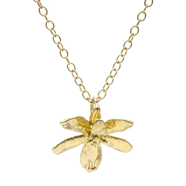 Miniature Gold Inverted Orchid Pendant