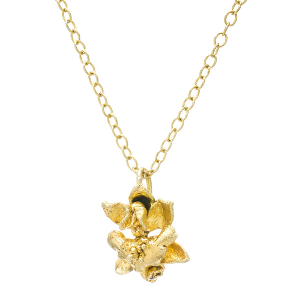 Miniature Gold Ascocentrum Orchid Pendant
