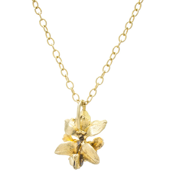 Miniature Gold Ascocentrum Orchid Pendant