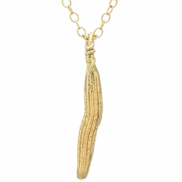 Miniature Gold Molokhia Seed Pod Pendant