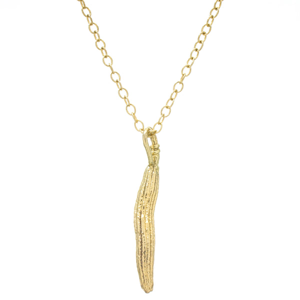 Miniature Gold Molokhia Seed Pod Pendant