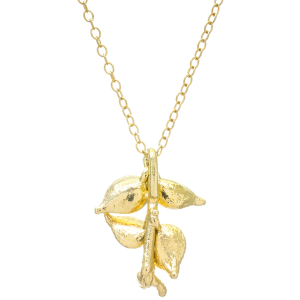 Miniature Gold Million Heart Leaf Pendant #1