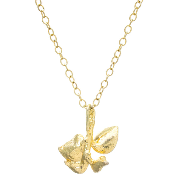 Miniature Gold Million Heart Leaf Pendant #2