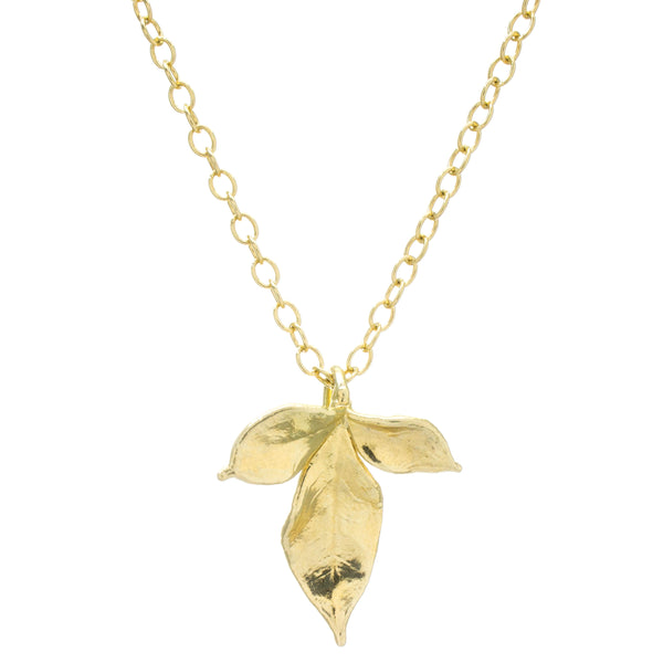 Miniature Gold Nandina Leaf Pendant
