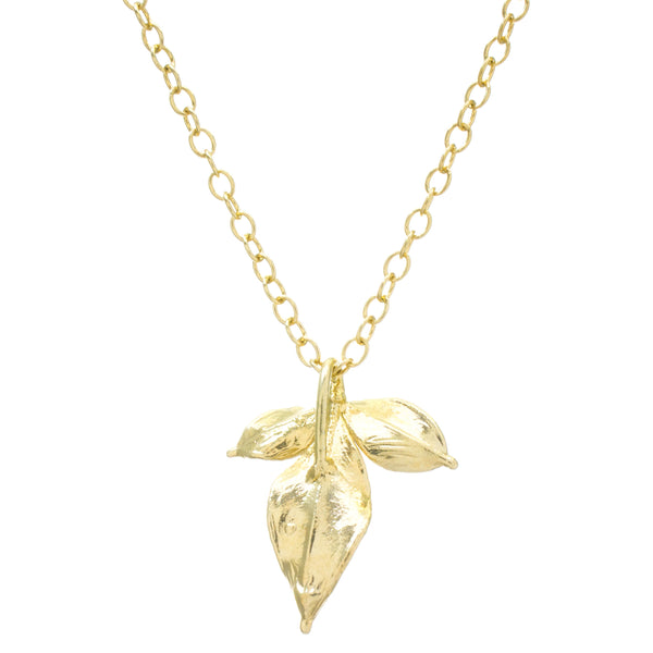 Miniature Gold Nandina Leaf Pendant