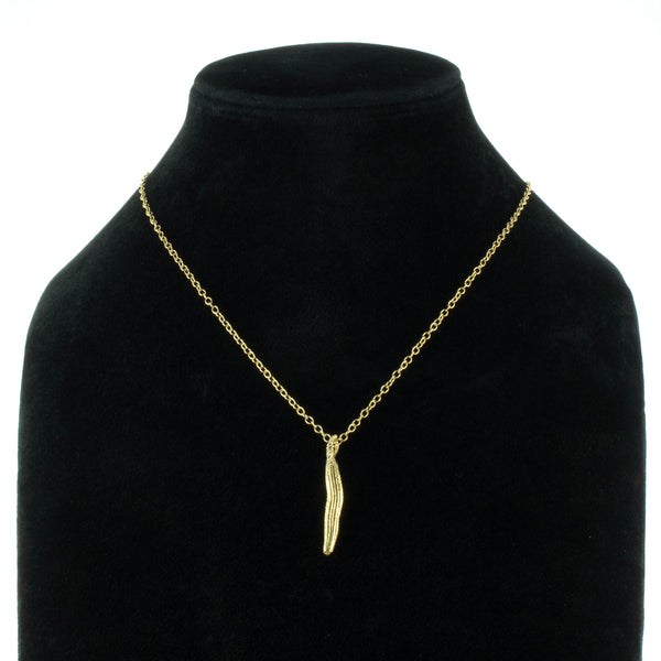 Miniature Gold Molokhia Seed Pod Pendant