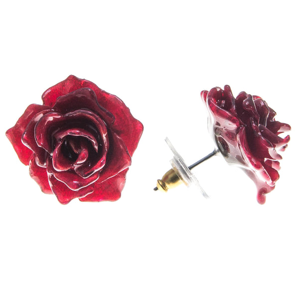 Rose Earrings - Red