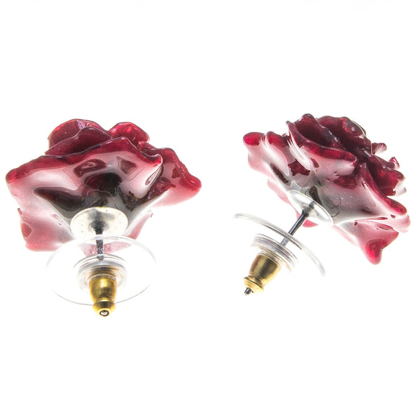 Rose Earrings - Red