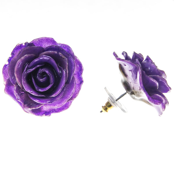 Rose Earrings - Purple