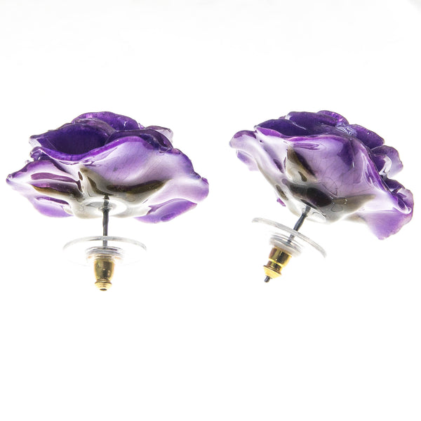 Rose Earrings - Purple