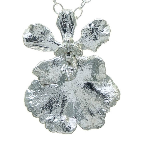 Miniature Silver Oncidium Orchid Pendant