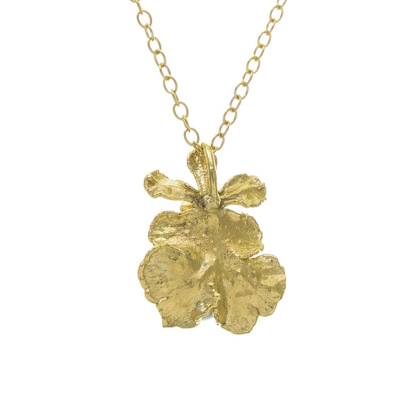 Miniature Gold Oncidium Orchid Pendant with Pearl