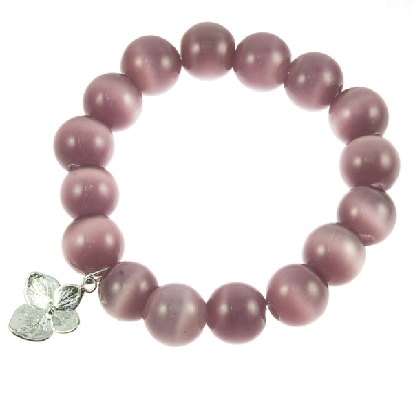 Lilac Glass Bead and Silver Hydrangea Bracelet