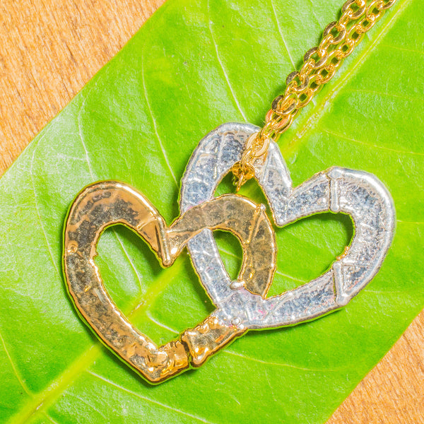 Silver & Gold Double Heart Pendant