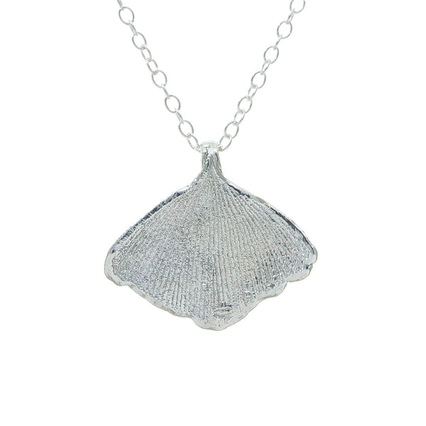 Miniature Silver Gingko Leaf Pendant
